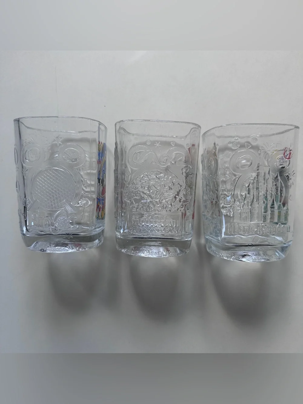 Disney Mickey Mouse 2000 Celebration Square Drinking Glasses Tumblers Set of 3